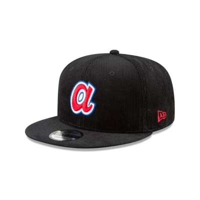 Black Atlanta Braves Hat - New Era MLB Corduroy 9FIFTY Snapback Caps USA3942160